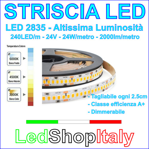 Strisce led 24v 24w 240led - strisce, 24w/m